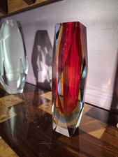 Beautiful Original Murano 1960's Sommerso Flavio Poli Faceted Triple-cased Vase