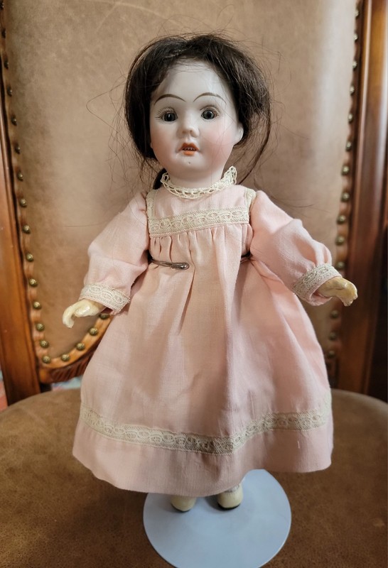 12.75"  Antique German Bisque head Doll, adorable unique face