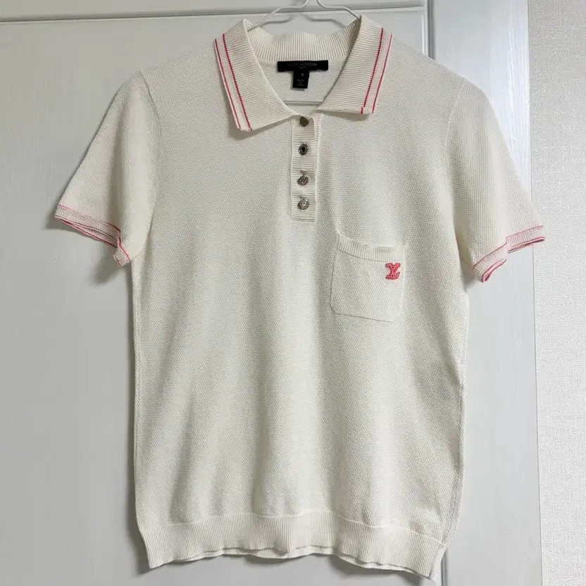 Authentic Louis Vuitton Women's White Knit Polo T-Shirt, Size S thumbnail 8