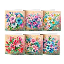 pigpigboss 6 Packs Flower Diamond Painting Greeting 5.9 inches square, Red
