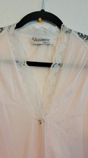Pink Nylon Vtg Vassarette Nightgown Short Sleeve Lace Trim Sz Med Pre-owned