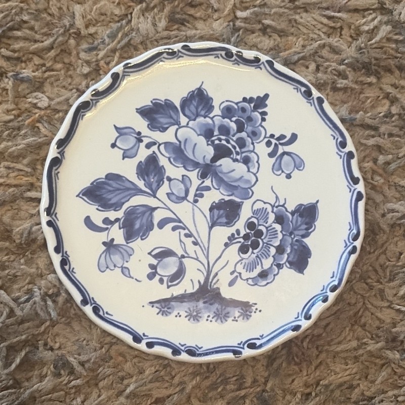 De Porceleyne Fles Dutch Blue & White Floral Porcelain Collector Plate Hanging