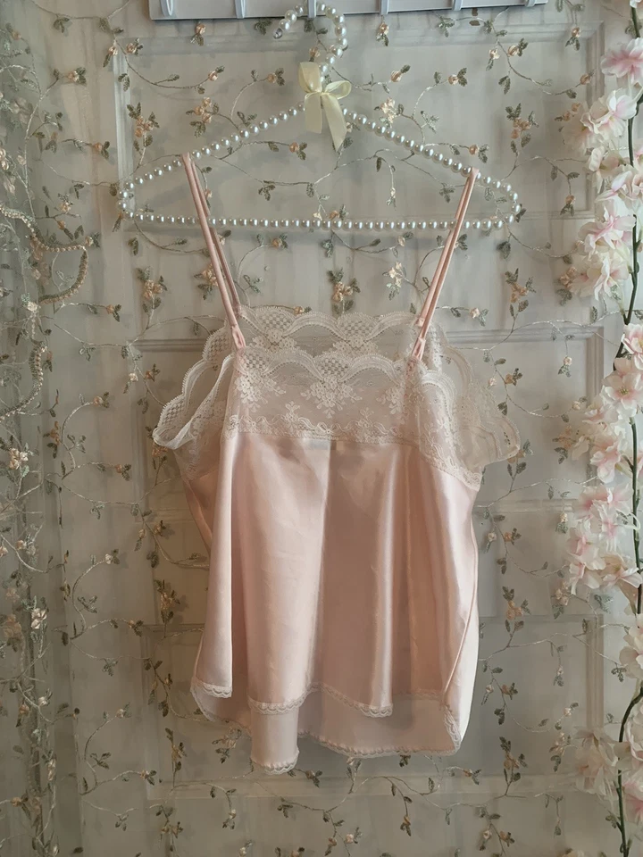 Vintage Christian Dior Dreamy Pink Lace Trim Camisole Lingerie M - Image 4 of 4