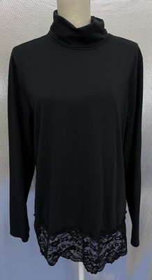 #ad #ad Sundance Turtleneck Womens Sz XXL Black Long Sleeve Lace Hem Soft Stretch $29.99