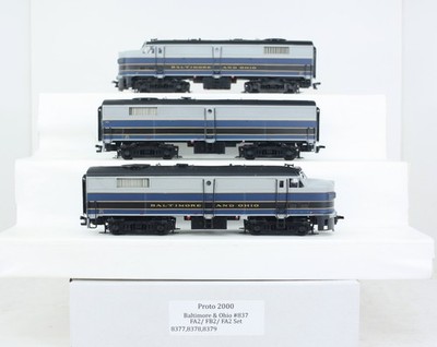 Proto 2000 Baltimore & Ohio A-B-A FA2 FB2 FA2 Diesel Locomotive Set 2 Powered