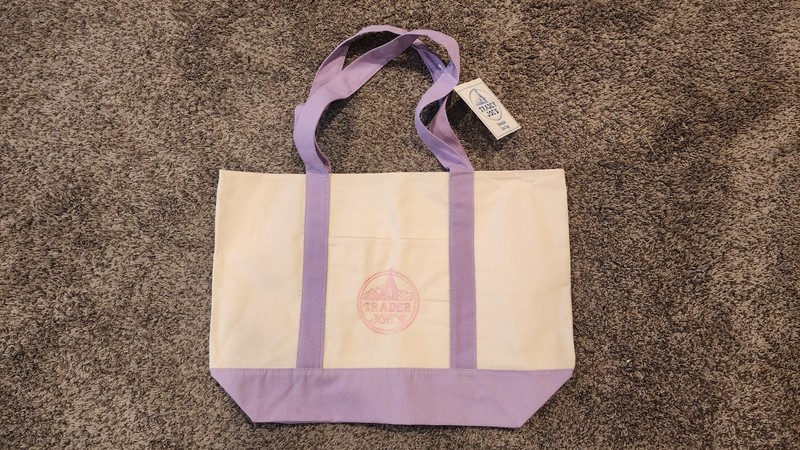 2026 Pastel Trader Joe's Large Purple Easter Tote Limited Ed Canvas Bag Lavender