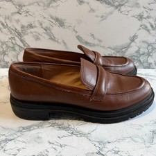 Madewell Women 10.5 The Bradley Lugsole Loafer Shoe Brown Leather Chunky Slip On