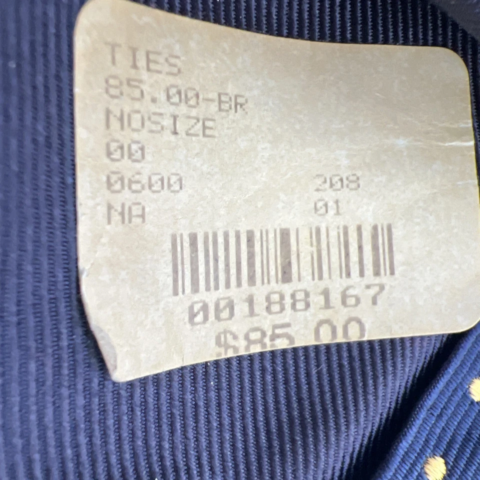 Corbata BREUER Para Hombres 100% Seda ITALIA Lujo POLKA DOT Azul Marino Nueva con Etiquetas $85 Rara Foto 3 de 4