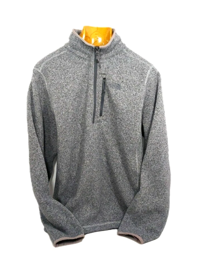 Chaqueta Pullover Polar The North Face Para Hombre L Grande Gris Jaspeado 1/4 Bolsillo con Cremallera Foto 3 de 4