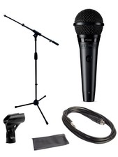 Shure PGA58 Vocal Microphone 1/4" Cable Bundle PG58 MIC Boom Stand Bag Clip
