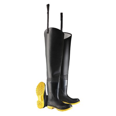 DUNLOP 868560933 Hip Wader,Men's,9,Steel,Black,PR 8PE57