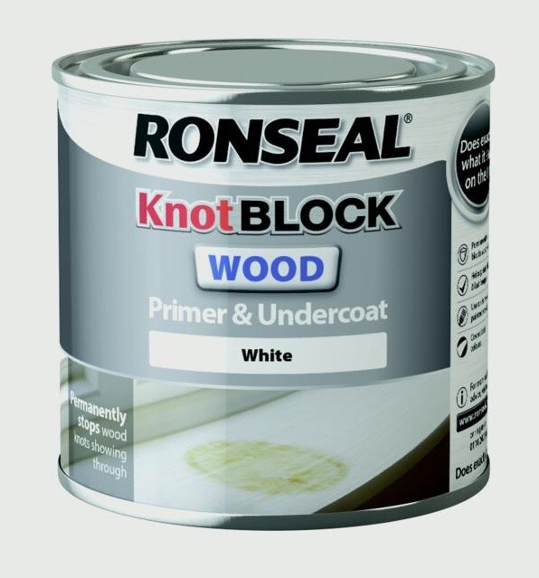 Ronseal Permanent Knot Block Wood Primer & Undercoat Knot Blocker - White 250ML