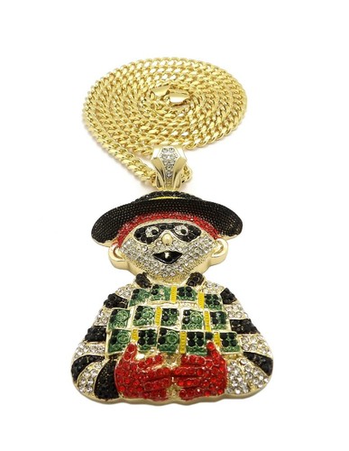 Hip Hop Iced Large HAMBURGLAR Pendant & 6mm 30" Miami Cuban Chain Bling Necklace - Picture 4 of 21