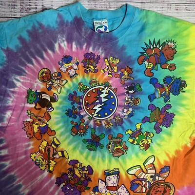 Vintage 1996 Liquid Blue Grateful Dead International Dancing Bears Tie Dye - XXL