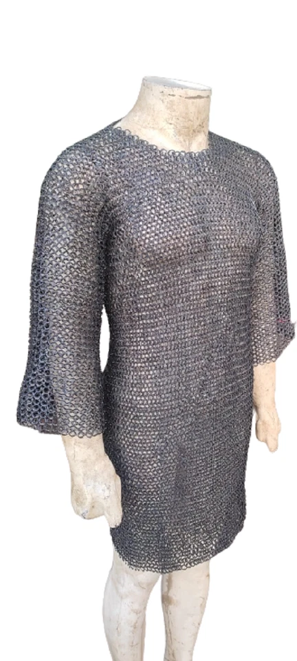 Camisa/lista para combate de cota de malla remachada redonda anillo plano de acero inoxidable de 9 mm Foto 3 de 4