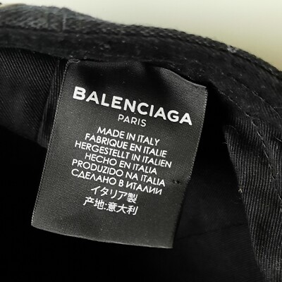 Balenciaga Paris All over Print Logo Baseball Cap Hat Black Size L