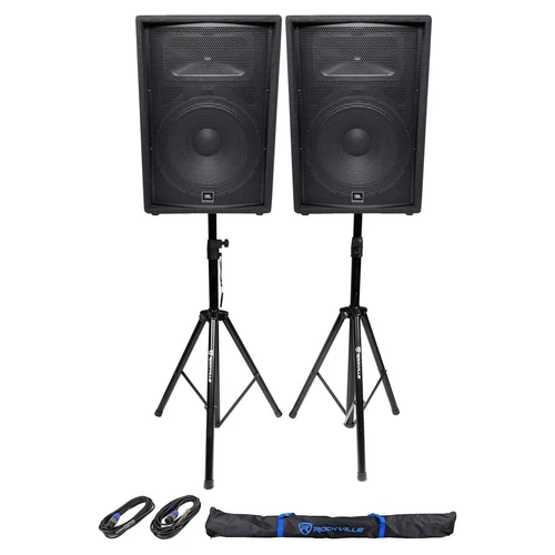 2 JBL Pro JRX215 1000W 15" Passive PA Speakers + 2Stands+2Cables+Carry Case