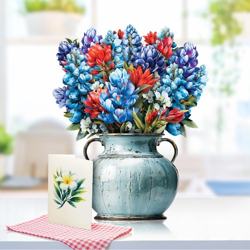 Paper Pop-Up Flower Card, Bluebonnet, Forever Flowers Bouquet 3D Popup Greeti... - Picture 3 of 7