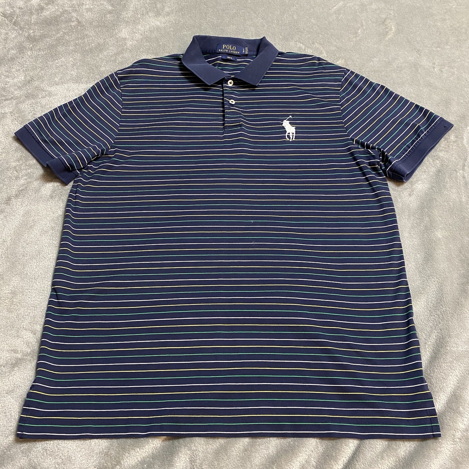 Polo Ralph Lauren blu camicia uomo grande blu pro fit golf polo grande pony a righe