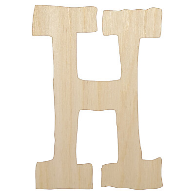 Letter H Uppercase Cute Typewriter Font Unfinished Wood Shape Cutout DIY Craft