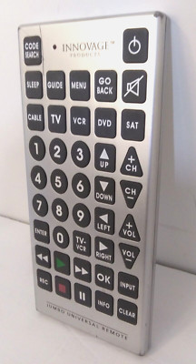 Innovage Jumbo Universal Remote TV VCR DVD SAT Cable Silver Tested Works