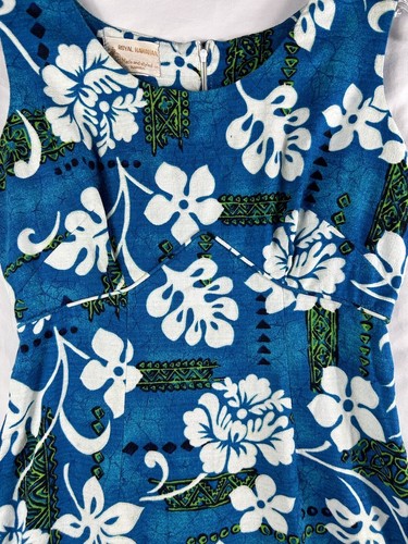 Vintage Royal Hawaiian Barkcloth Dress Large Made & Style In Hawaii Back Zip USA - Picture 4 of 9