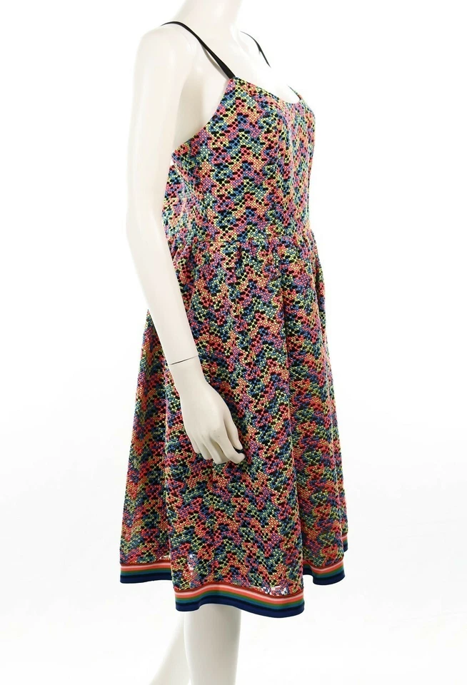 Vestido Tracy Reese 125966 Mujer Correa de Espagueti Multicolor Ajuste y Acampanado Talla 0 Foto 2 de 4