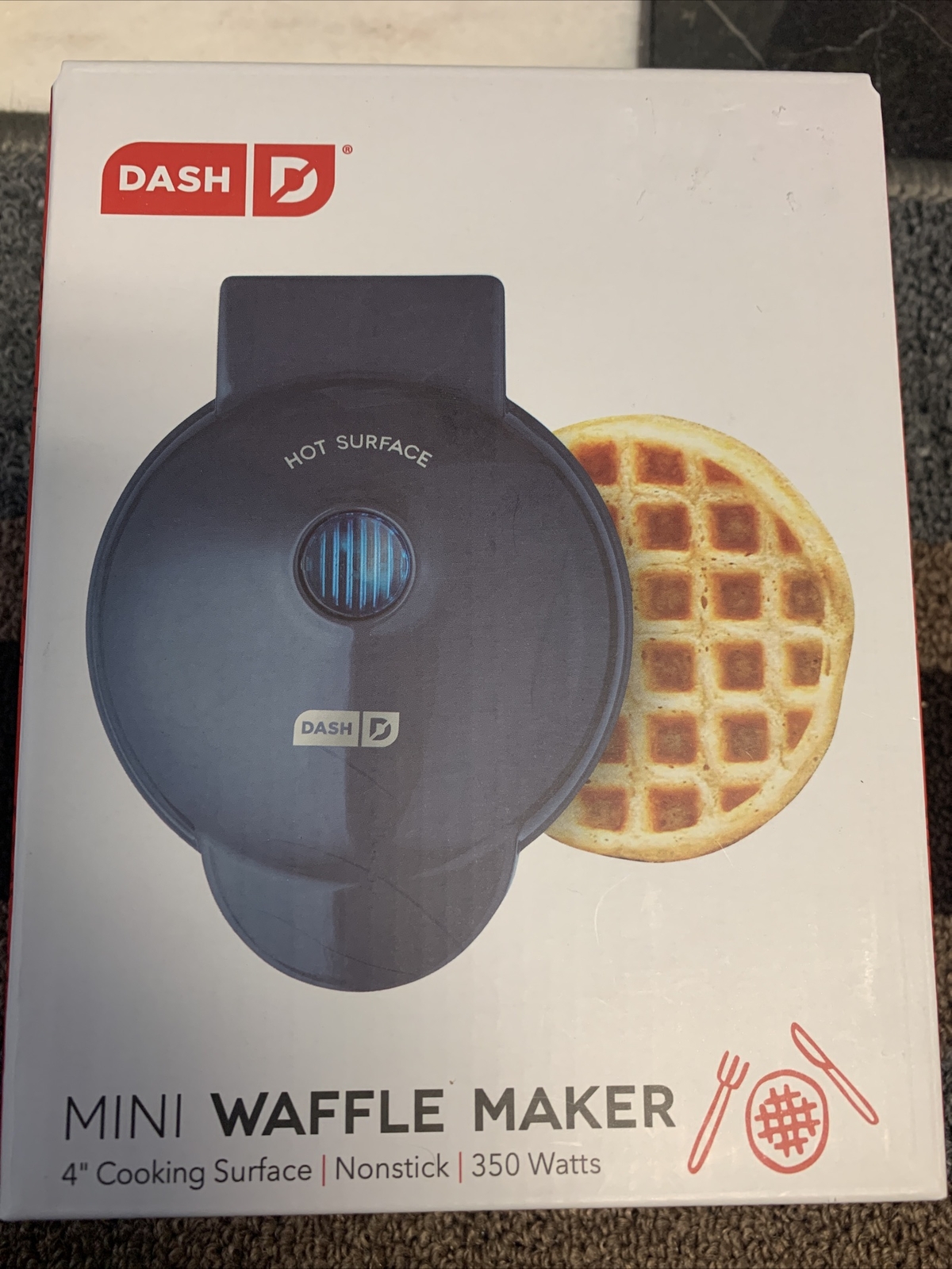 Dash Mini Dark Blue 4-Inch Non-Stick Waffle Maker 350 Watts Compact and Stylish New-image