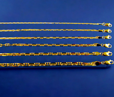 14K Gelbgold MASSIV Anker Mariner Halskette Armband Kettenglied 1mm-5mm 7''-30''