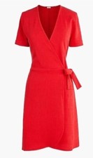 J. Crew XS Red Coral Jersey Wrap Dress Really Cute