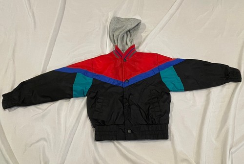 Vintage Windbreaker for Boys Sz 4 Retro 90s Colorblock Zip Up Sweatshirt Jacket - Picture 2 of 19