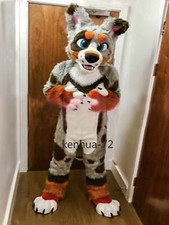 Husky Long Fur Dog Fox Mascot Costume Fursuit Party Cosplay Game Adult New