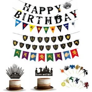 Game Of Thrones Cake Topper Joyeux Anniversaire Banniere Decoration Decoration Fete Bunting Ebay