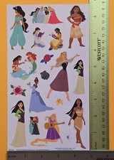 Disney, Princess Sticker Single Sheet Large Size 5x8.75"