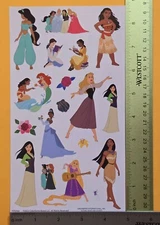 Disney, Princess Sticker Single Sheet Large ( Size 5x8.75")