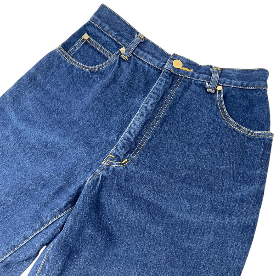 Yves Saint Laurent Vintage YSL Logo Denim Cropped Pants #40 Blue