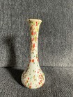Vtg Splatter Drip Glaze Ceramic Bud Vase 6.5” MCM Retro Orange Green White
