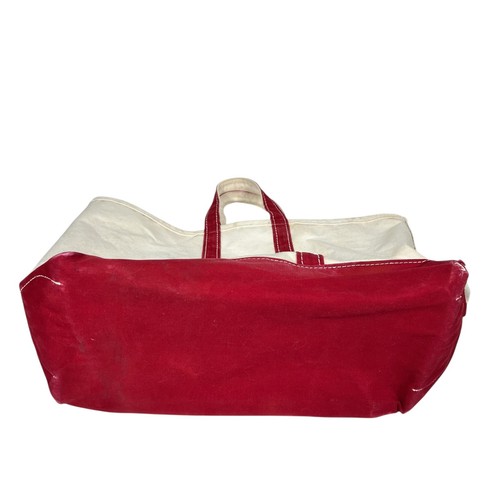 L.L. vintage anni 80 Borsa Bean Boat E Tote Bag Rosso E Bianco Fuori Produzione Extra Large - Foto 14 di 21