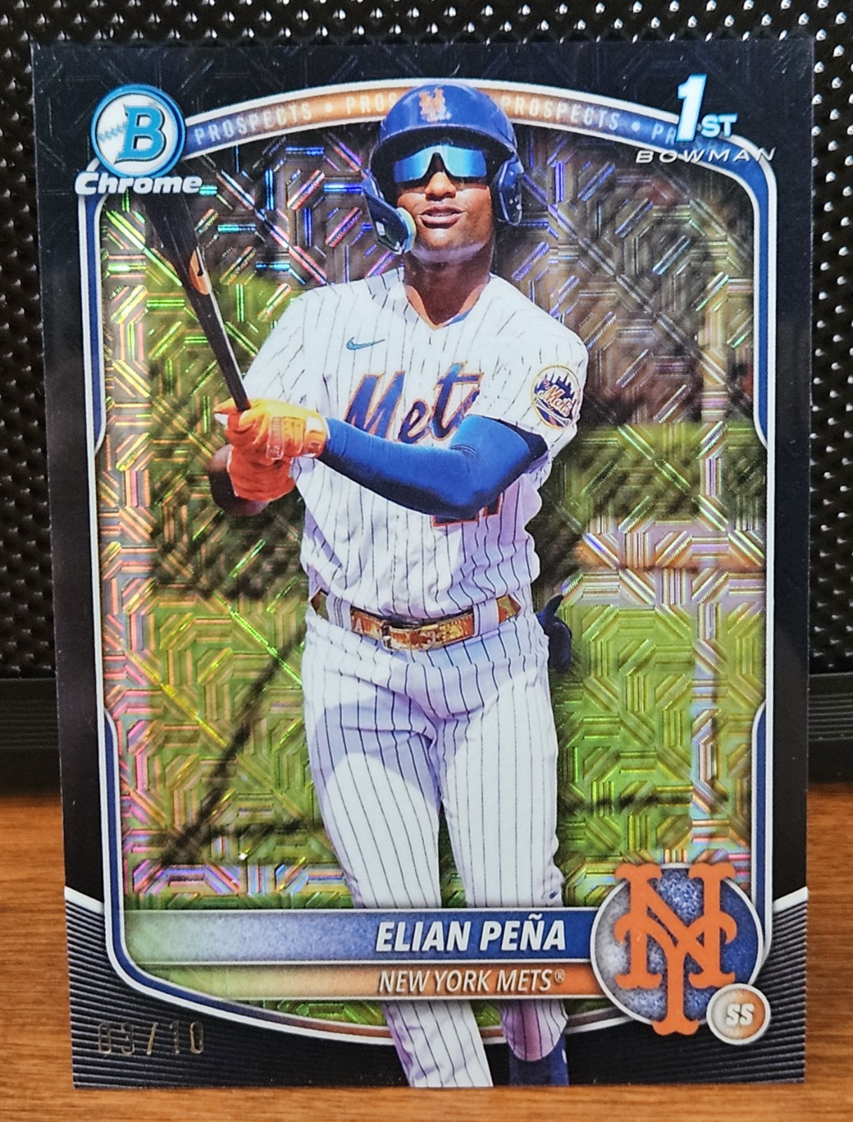 2025 Bowman Chrome Elian Pena 1st Bowman Black Refractor /10 SSP Mets 🔥
