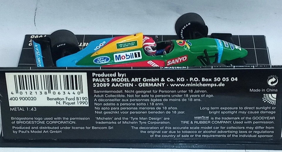 Benetton Formula 1 Ford B190 N.Piquet 1990 Limited ed. 3528 pz. Edition 43 n.9 - - Immagine 2 di 2