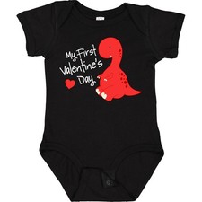 Inktastic My First Valentine's Day Red Dinosaur With A Heart Baby Bodysuit Kids