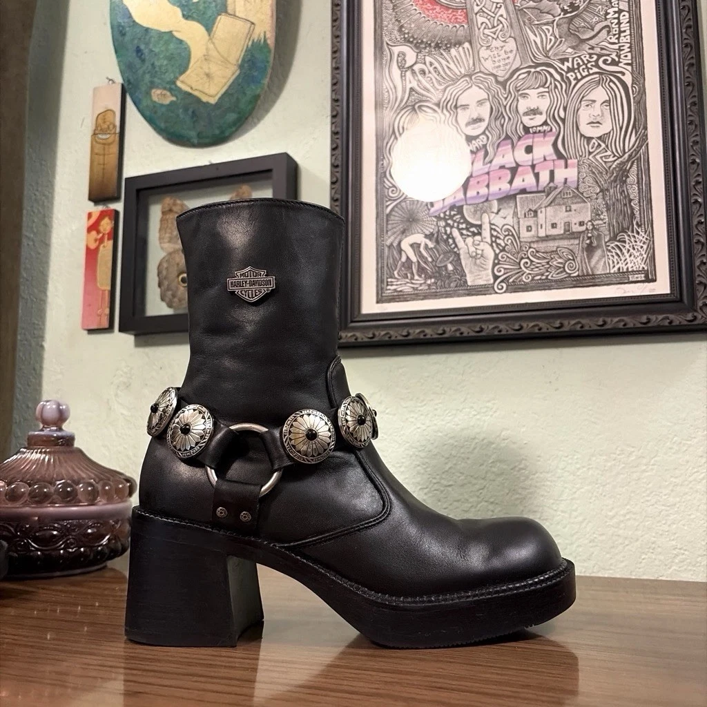 HARLEY-DAVIDSON ブーツ US8 (26cm) Harley-Davidson Mid (2-2.9 in) Heel Height Biker Boots for Women