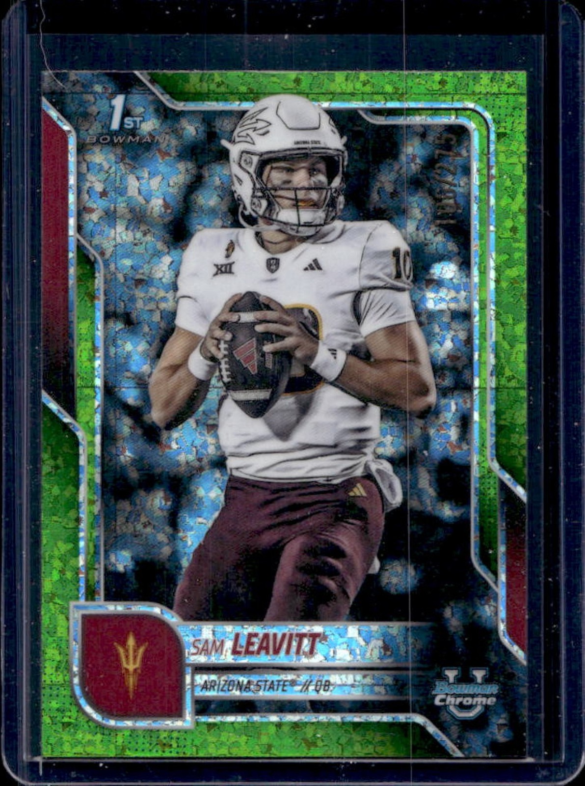 2025 Bowman Chrome U Sam Leavitt Lime Green Mini-Diamond Refractor 1st #/275