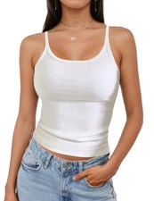 Tank Tops for Women Scoop Neck Ribbed Basic Tank Tops Women Slim Knit Basic S...