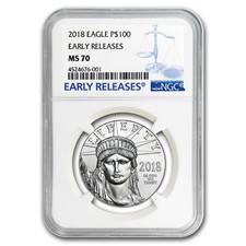 2018 1 oz American Platinum Eagle MS-70 NGC (Early Releases) 2265.59 per troy oz