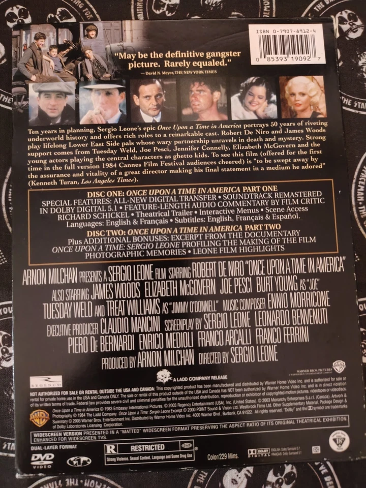 Once Upon a Time in America (Two-Disc Special Edition), LN DVD, 📀Robert De Niro - Image 2 of 2