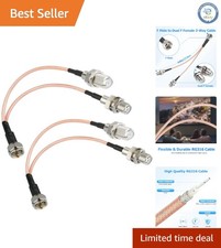 6 Inch F Male to Dual Female Coaxial Splitter Pack - Perfect for TV Setup