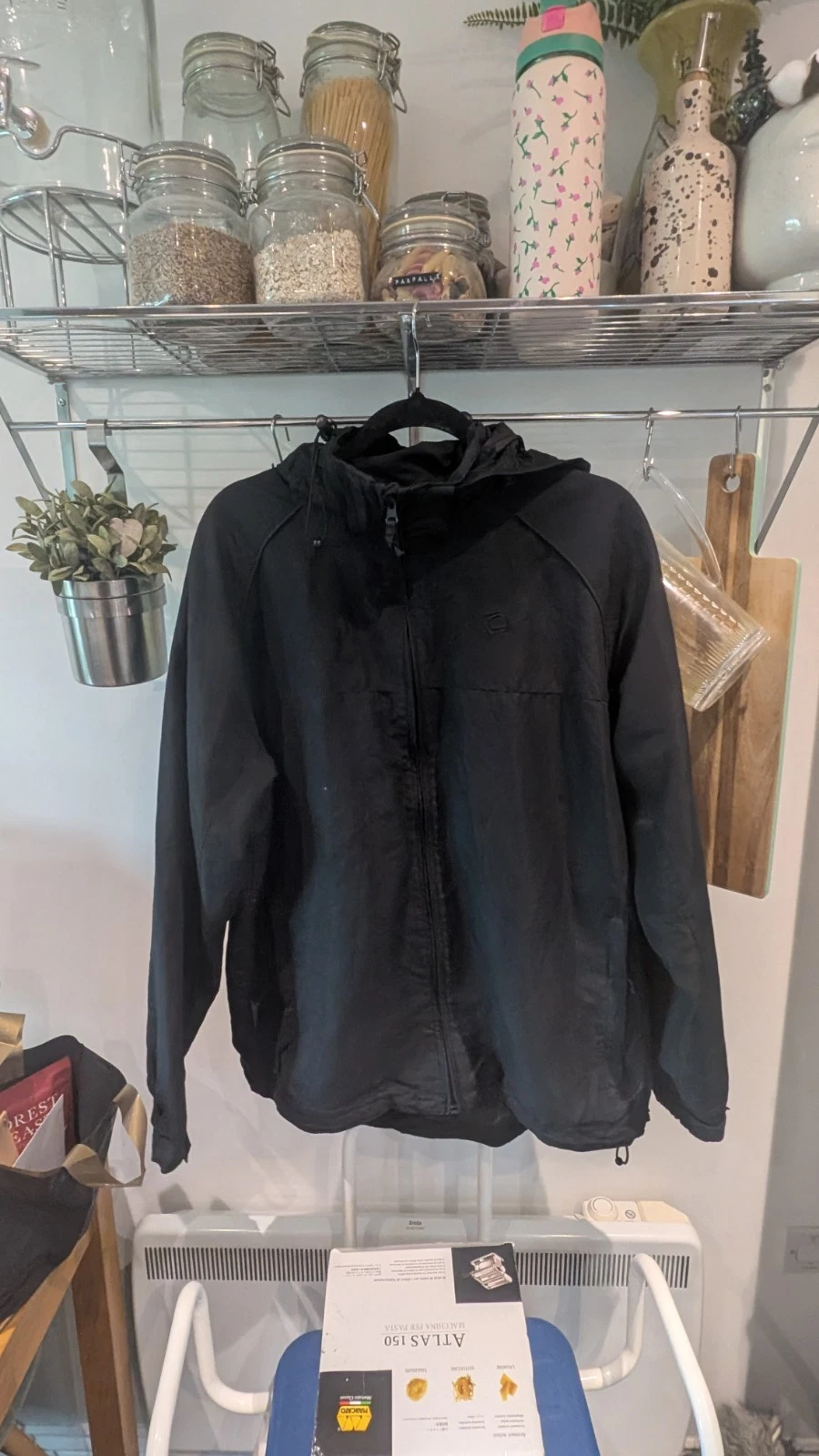Mountain Essentials Black Hooded Windbreaker Jacket Size L