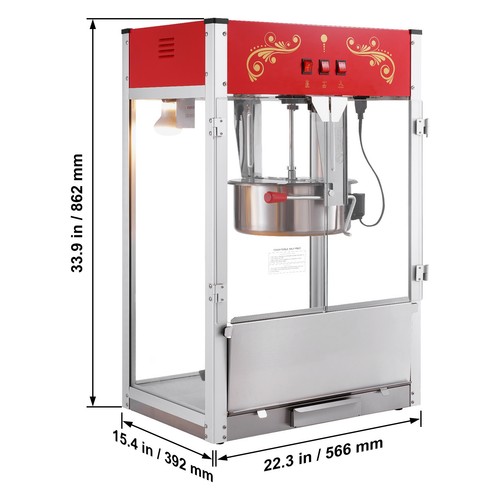 Popcorn Popper Machine Countertop Popcorn Maker 1615W 16 Oz Red - Picture 8 of 12