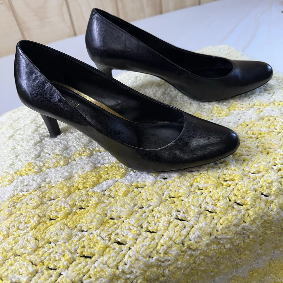 Zapatos para mujer Lauren Ralph Lauren Harper talla 11B cuero negro punta almendra tacones Foto 2 de 4